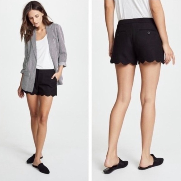 Club Monaco Black Scalloped Hem Shorts - Picture 1 of 5